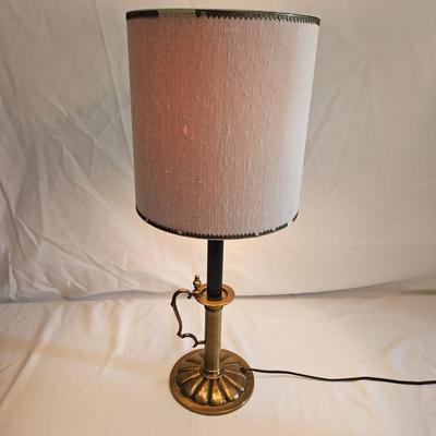 Oak Umbrella Stand and a Brass Lamp (LR-DW)