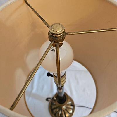 Oak Umbrella Stand and a Brass Lamp (LR-DW)
