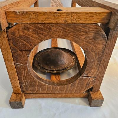 Oak Umbrella Stand and a Brass Lamp (LR-DW)