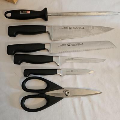 Henckel Knives, Anthropologie Ceramic Measuring Spoons & a Cutting Board (LR-DW)