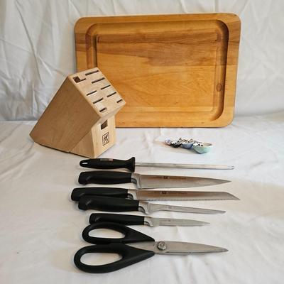 Henckel Knives, Anthropologie Ceramic Measuring Spoons & a Cutting Board (LR-DW)