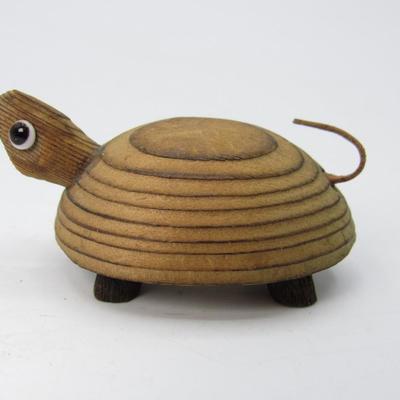 Mid Century Modern small wood turtle OMC JAPAN wooden figurine