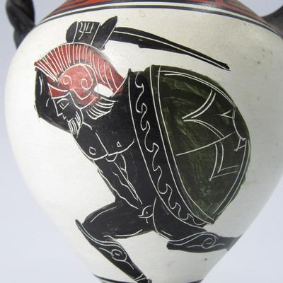Grecian Ceramic Amophora Vase Urn hand-painted Warrior