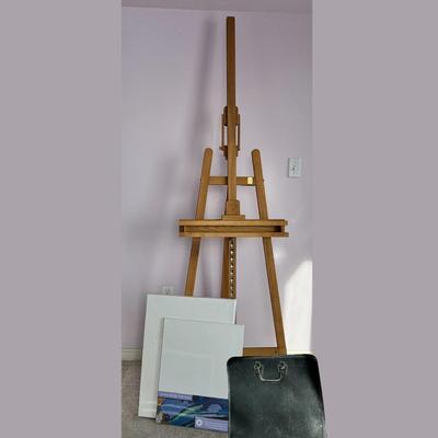 Artist Lot - Wooden Easel, Canvas, Portfolio