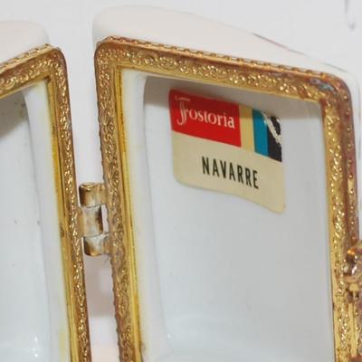 "Fostoria Navarre" Flowered Porcelain Purse Trinket Box 2 1/2" x 2" x 1 1/2"
