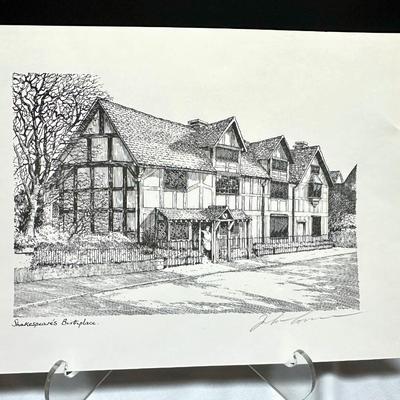 "Shakespeare Birthplace " Print Signed by John Corvin