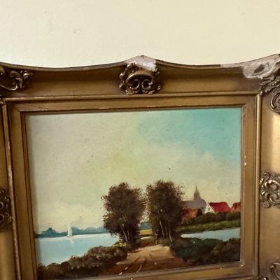 Vintage original painting of River scene by H.