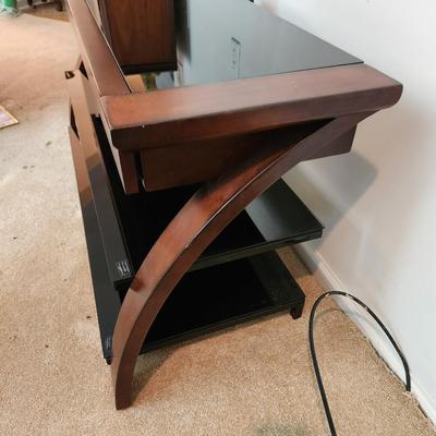 3 Shelves Tv Television Stand Smoked Glass 50"Wx19"DX 24" H
