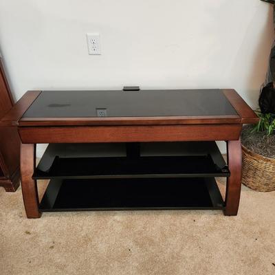 3 Shelves Tv Television Stand Smoked Glass 50"Wx19"DX 24" H