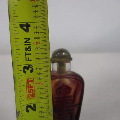 Oriental Carved Glass Snuff Bottle With Stopper