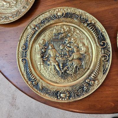 4 Vintage Brass Tavern Plate Wall Decor Plaque