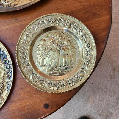 4 Vintage Brass Tavern Plate Wall Decor Plaque