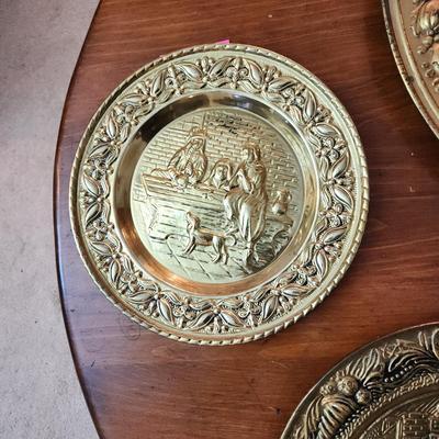 4 Vintage Brass Tavern Plate Wall Decor Plaque