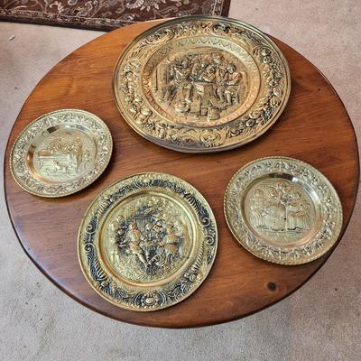 4 Vintage Brass Tavern Plate Wall Decor Plaque