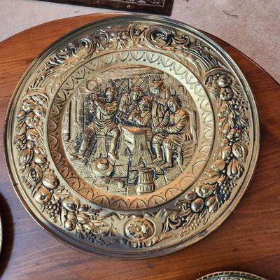 4 Vintage Brass Tavern Plate Wall Decor Plaque