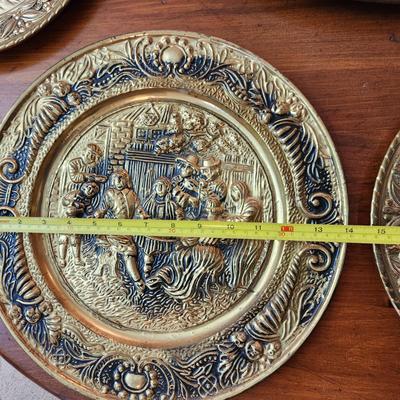 4 Vintage Brass Tavern Plate Wall Decor Plaque