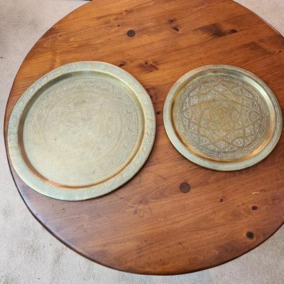 2 Heavy Brass Middle East Serving Trays