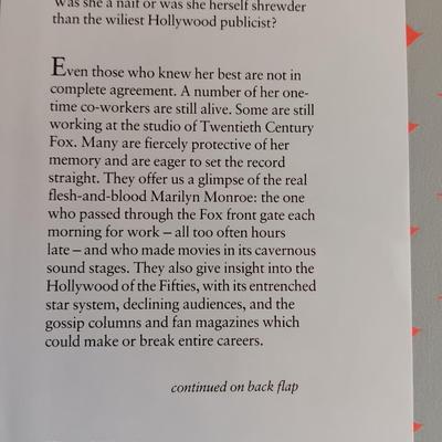 Two hardback Marilyn Manroe Books - Her Life in her own words & At Twentieth century Fox