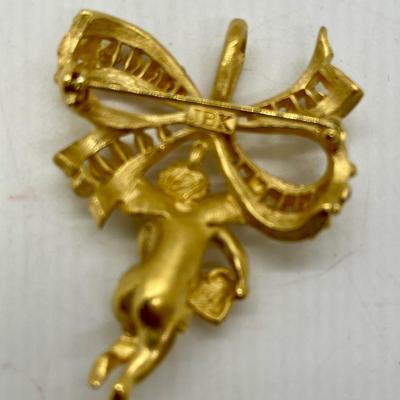 Vintage JBK Camrose & Kross Angel Cherub Rhinestones Large Pin or pendant