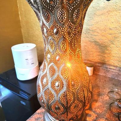 Intricate Metal Vase Lamp