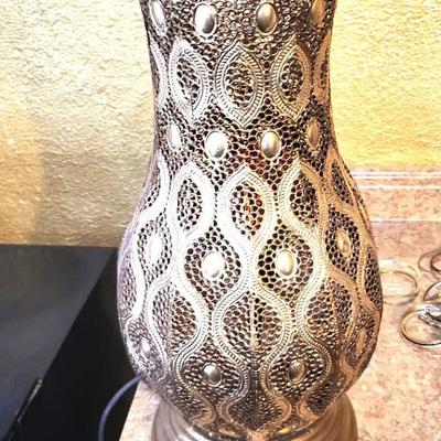Intricate Metal Vase Lamp