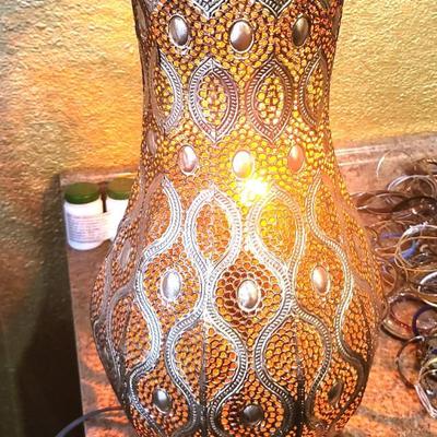 Intricate Metal Vase Lamp