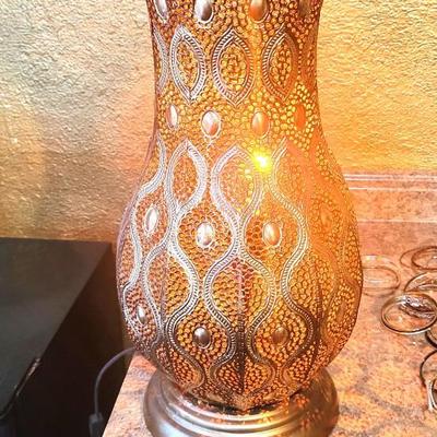 Intricate Metal Vase Lamp