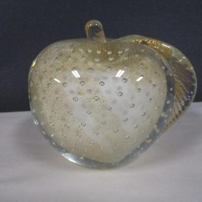 Pear & Apple Murano Italy Glass Bookends