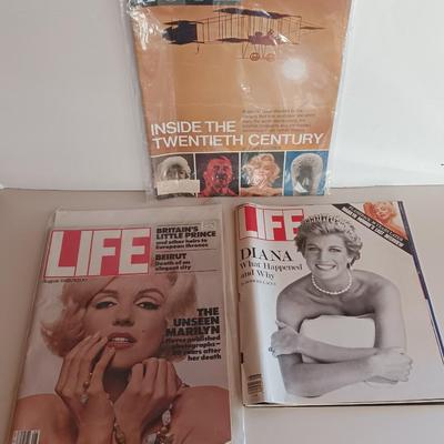 Three LIFE back issue magazines - Marilyn Monroe - Diana - Inside the Twentieth Century - 1965, 82' & 92'