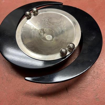 ART DECO ASHTRAY 1940, black lucite & chrome, artisan