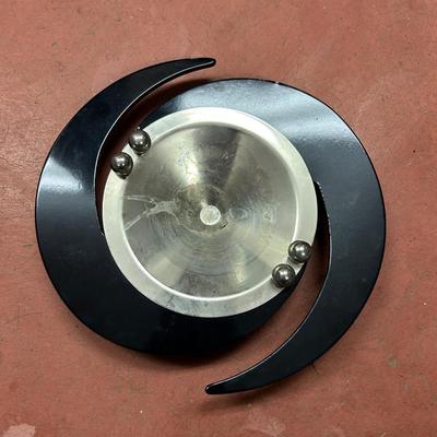 ART DECO ASHTRAY 1940, black lucite & chrome, artisan