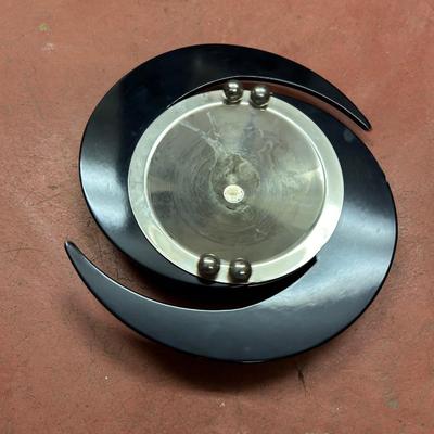 ART DECO ASHTRAY 1940, black lucite & chrome, artisan