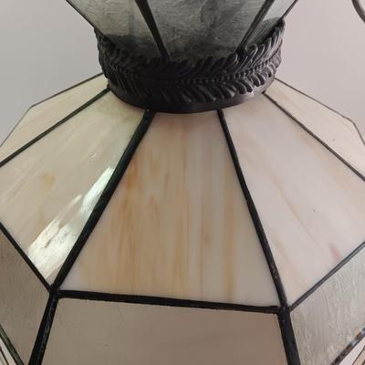 Electric stained glass hanging lamp with hardwire cord and chain
