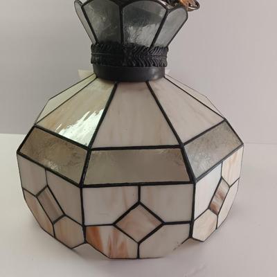 Electric stained glass hanging lamp with hardwire cord and chain