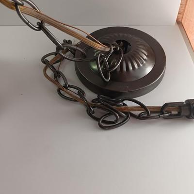 Electric stained glass hanging lamp with hardwire cord and chain