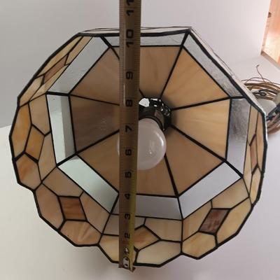 Electric stained glass hanging lamp with hardwire cord and chain