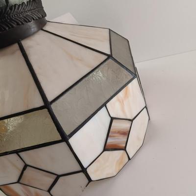 Electric stained glass hanging lamp with hardwire cord and chain