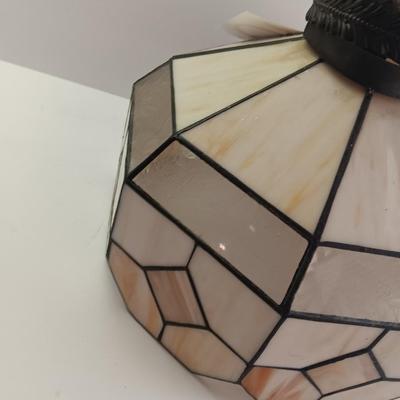 Electric stained glass hanging lamp with hardwire cord and chain