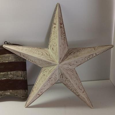Wooden United States Flag with white metal star GOD BLESS THE USA!