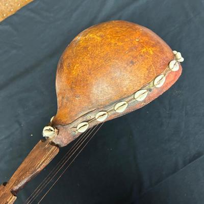 African Gourd Guitar West Africa Cowrie Shell Musical Gourd Guitar