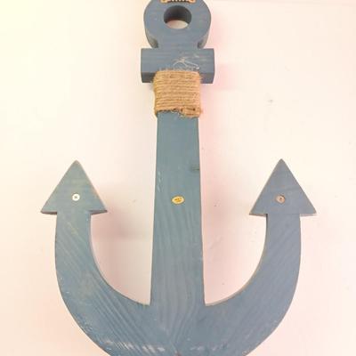 Nautical home decor - Anchor with hooks, rope and a Welcome Aboard life ring