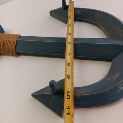 Nautical home decor - Anchor with hooks, rope and a Welcome Aboard life ring