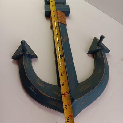 Nautical home decor - Anchor with hooks, rope and a Welcome Aboard life ring