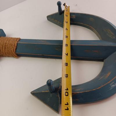 Nautical home decor - Anchor with hooks, rope and a Welcome Aboard life ring