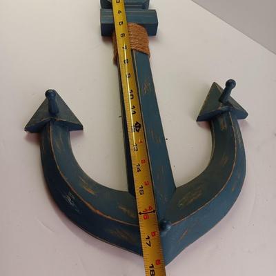 Nautical home decor - Anchor with hooks, rope and a Welcome Aboard life ring