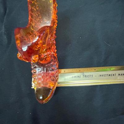 1960s Fenton Cathead Hobnail Tangerine Slipper Catchall