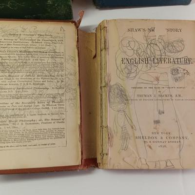 Old Antique books - 1882 Thirty years' War - 1878 English Literature -Mark Twain - Steel Square