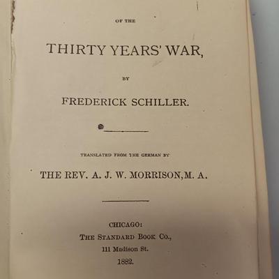Old Antique books - 1882 Thirty years' War - 1878 English Literature -Mark Twain - Steel Square