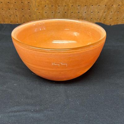Henry Dean Orange Bowl | Fine Art Glass Bowl 7â€ Signed