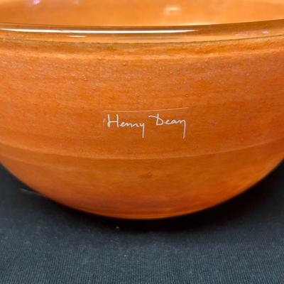 Henry Dean Orange Bowl | Fine Art Glass Bowl 7â€ Signed